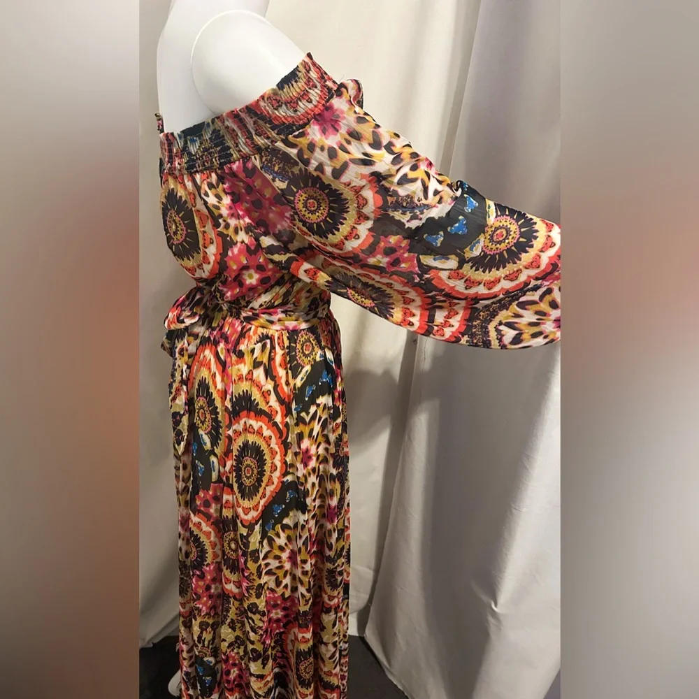Spy Zone Sz M Floral Paisley Print Maxi Dress Flowy Boho Chic Cottagecore Fairy - Picture 5 of 10